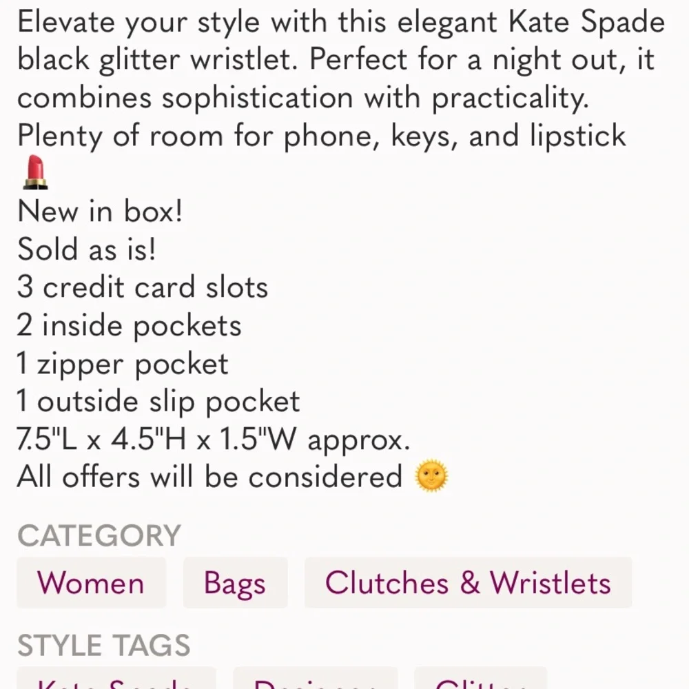 KATE SPADE NWT Joeley Multifunction Wristlet Wallet Black Sparkle Leather IN BOX